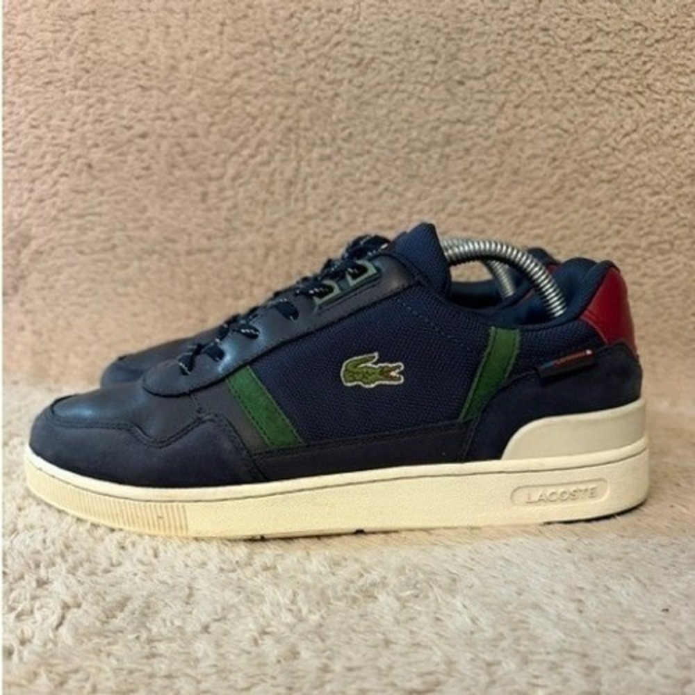 Lacoste T-Clip 0121 6 Mens Navy Green Burgundy Sneakers 7-42SMA00677B4 Size 10 - Picture 4 of 9